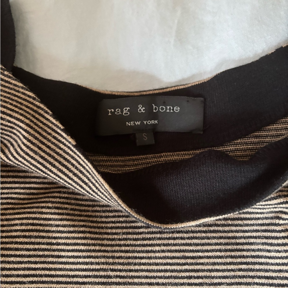 Rag & Bone Black and Beige Short Sleeve Dress - Picture 2 of 11